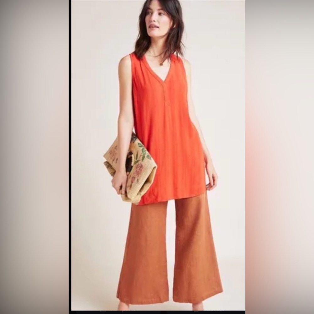 Maeve Sleeveless V-Neck Tunic in Vibrant Orange